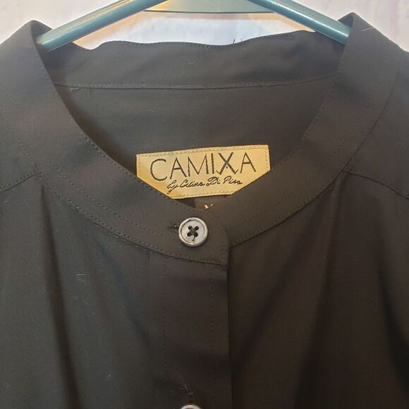 CAMIXA BY CELINA DI PISA Bamboo Blend Button Down Blouse Black Medium - Picture 4 of 7